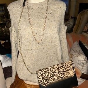 Rebecca Minkoff Cream cutout shoulder Sweater, Necklace and Purse